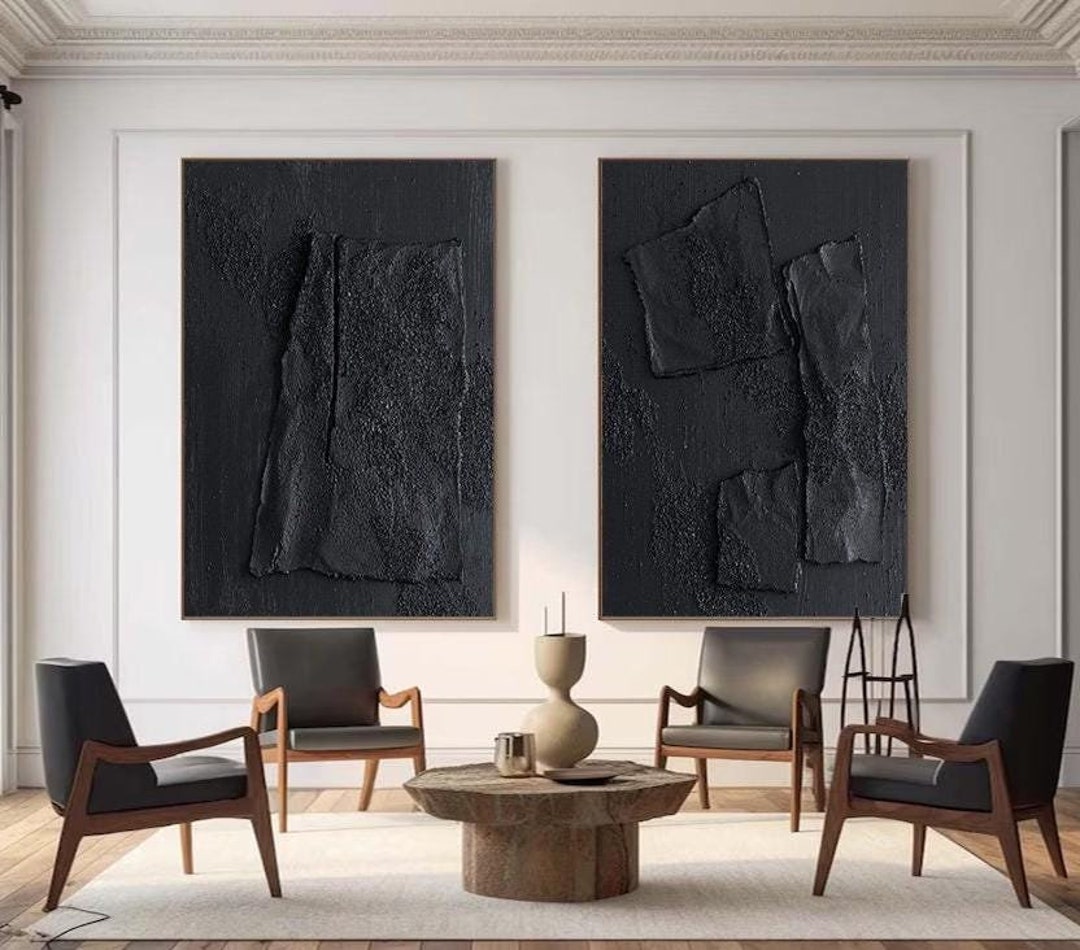 Set of 2 Black Textured Wall Art Set of 2 Black Wall Art Set of 2 Black ...
