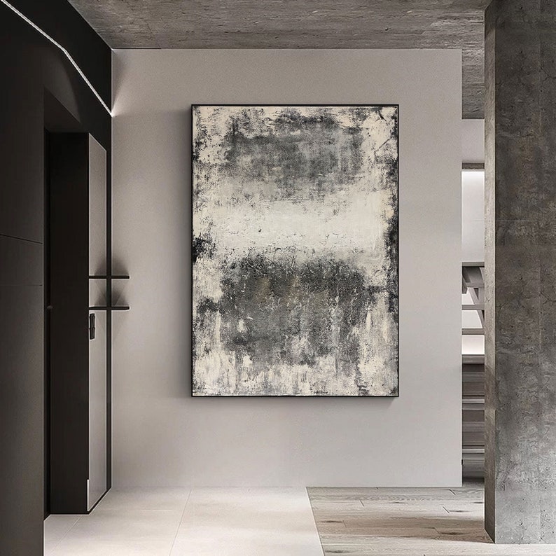 Black Abstract Painting Black and Grey Abstract Wall Art Black Etsy