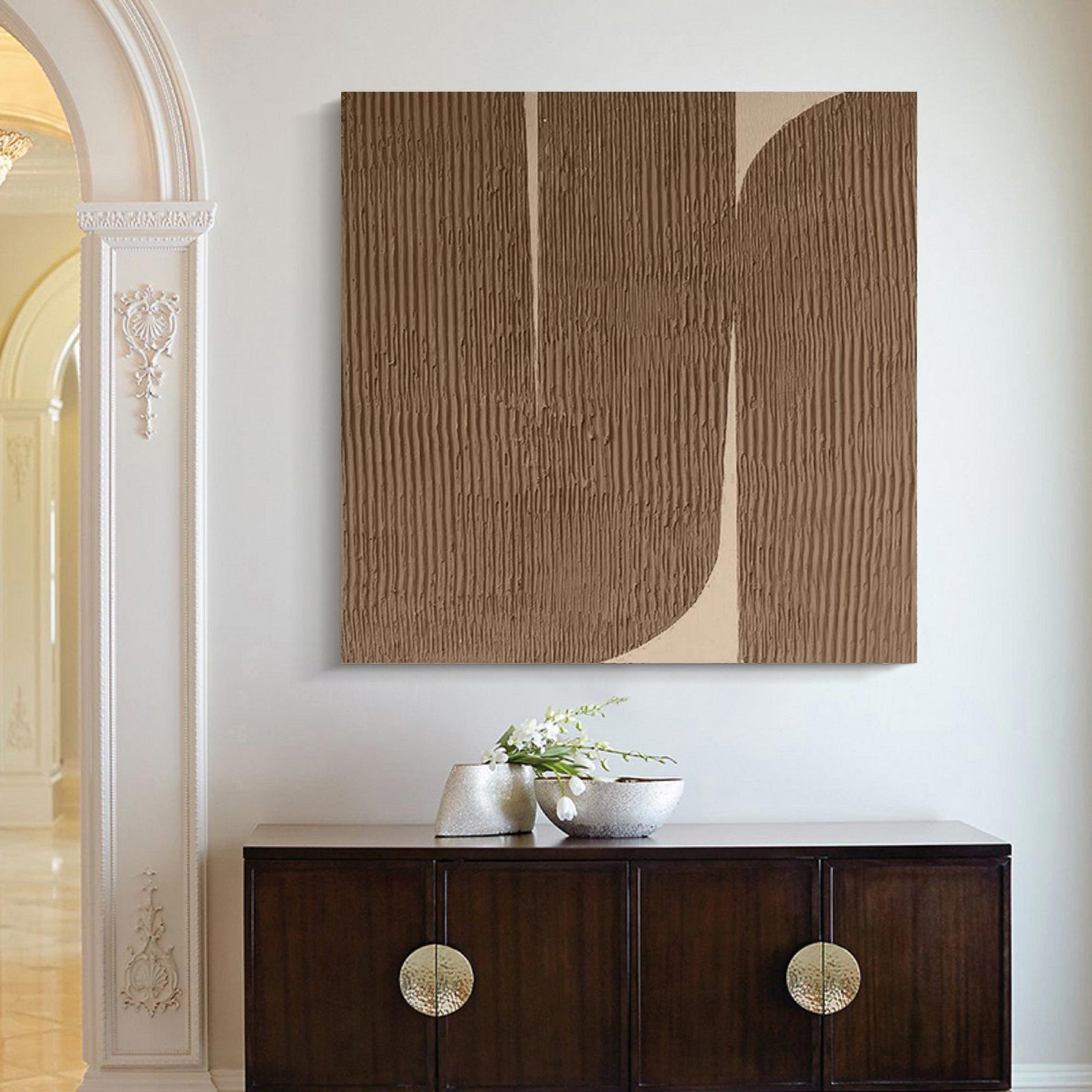 Brown Wall Decor Brown Wall Art Brown Minimalist Painting Etsy