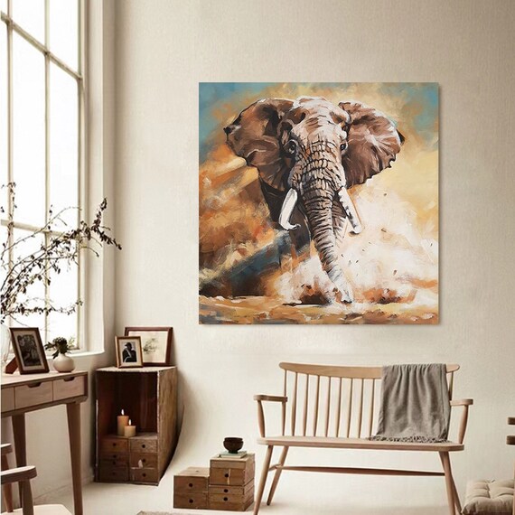 Elephant Painting On Canvas