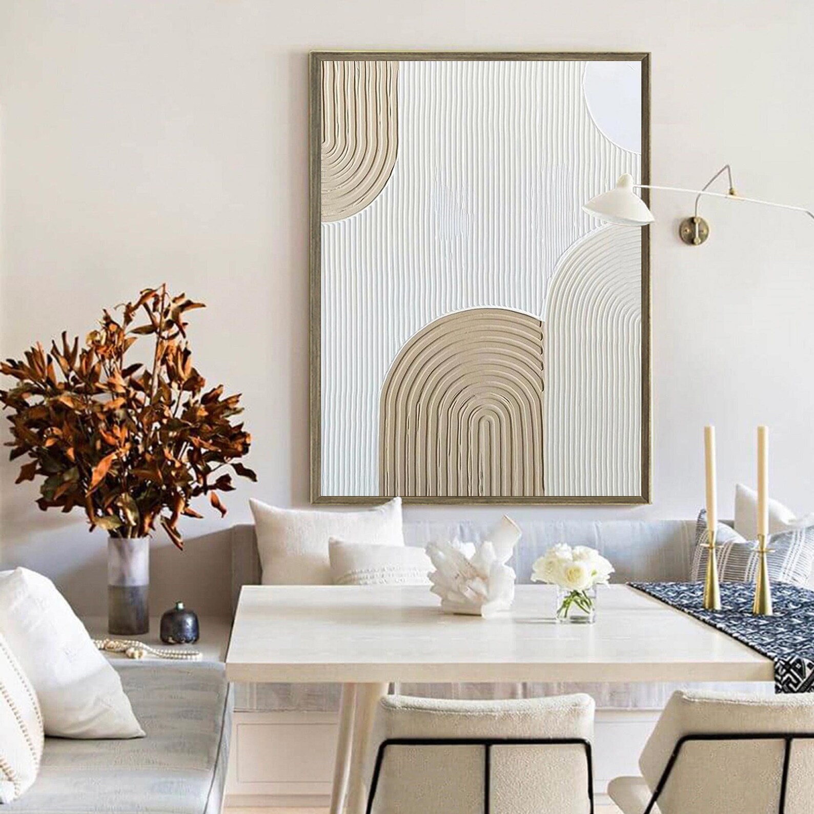 Beige Arch Wall Art Beige Painting Beige Textured Wall Art Etsy India