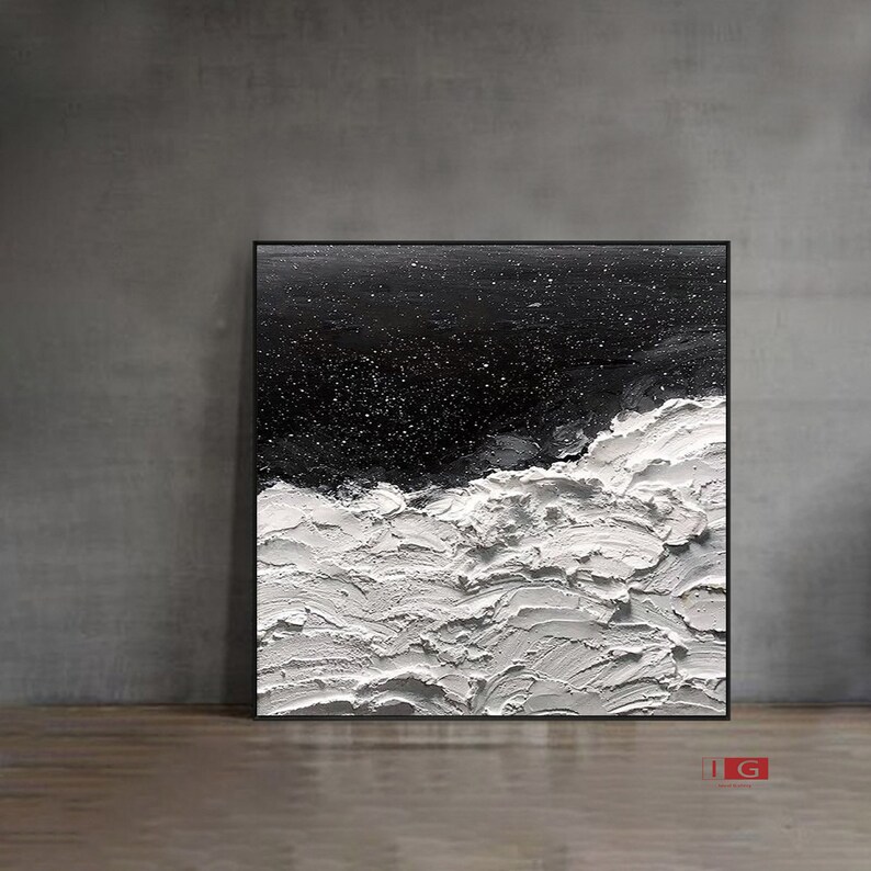 Black Textured Wall Art Black and White Abstract Art Black and Etsy