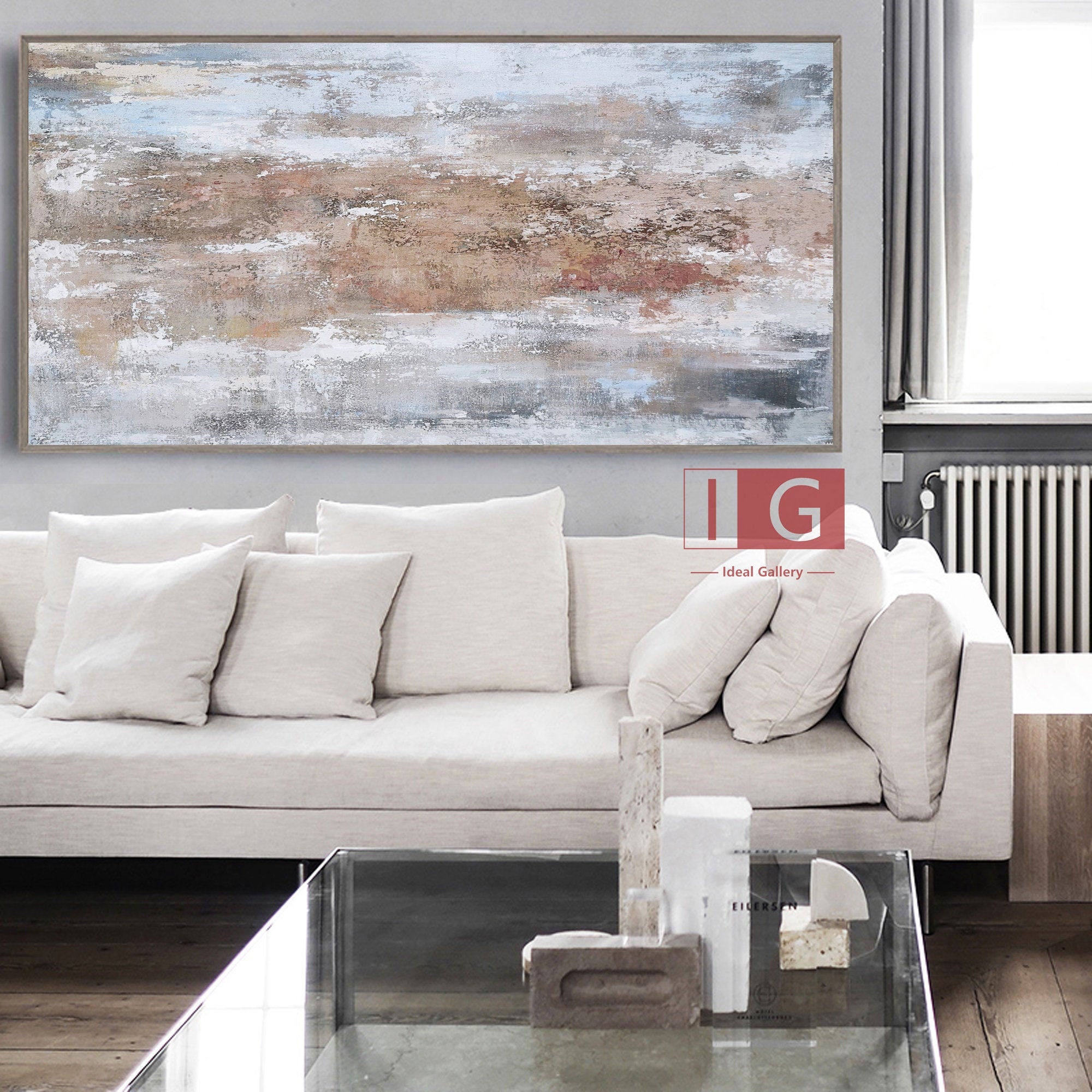 Gray Abstract art Rust Painting Large Abstract Painting Etsy