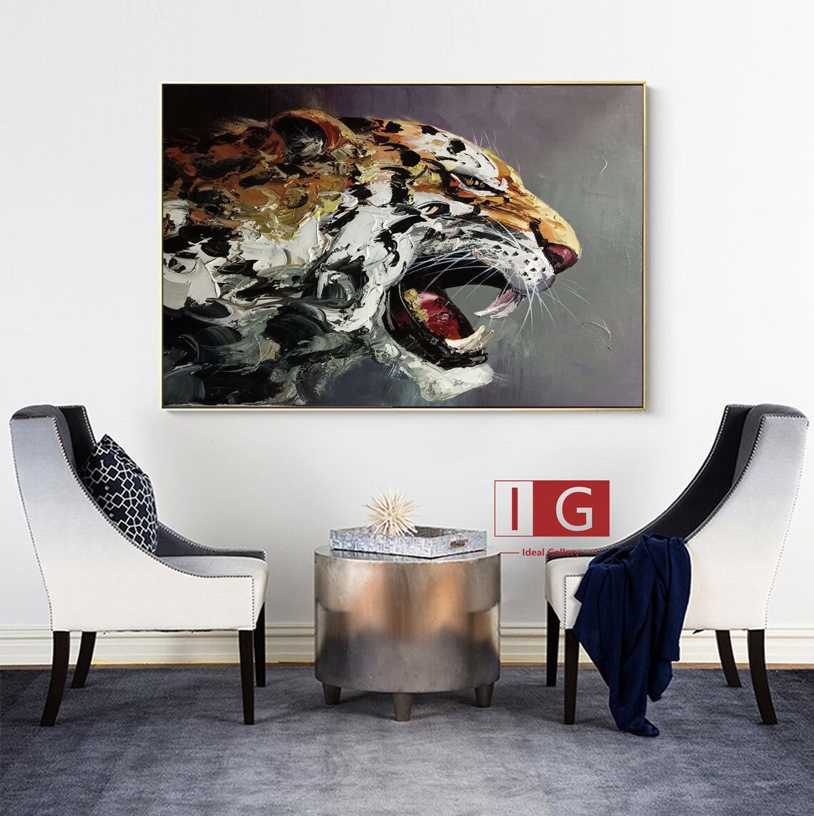 Large Animal Painting Living Room Wall ArtWild Animal Etsy