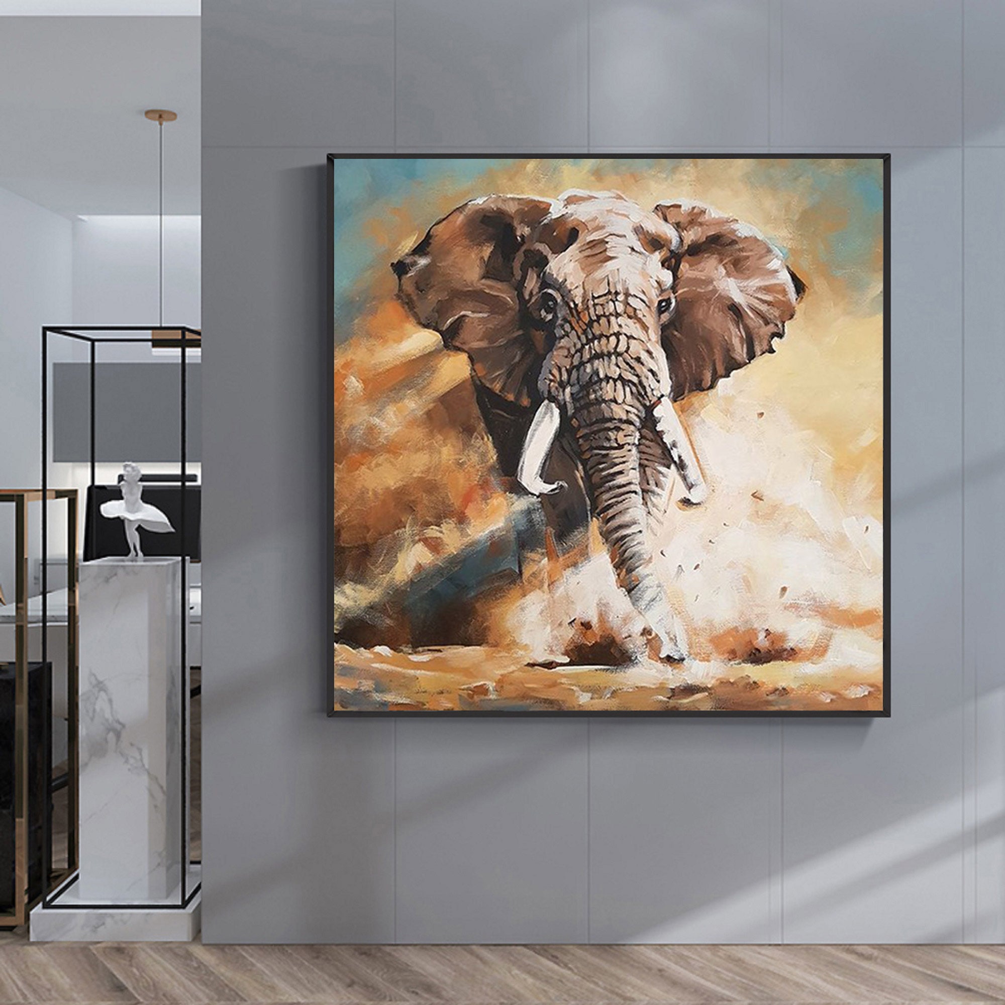 Elephant Painting Elephant Canvas Art Elephant wall decor Etsy
