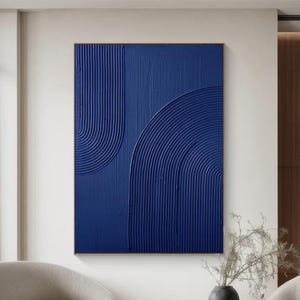 Large Blue abstract painting Dark Blue Minimalist Art Navy Blue wall art blue textured wall art Blue 3D textured wall art