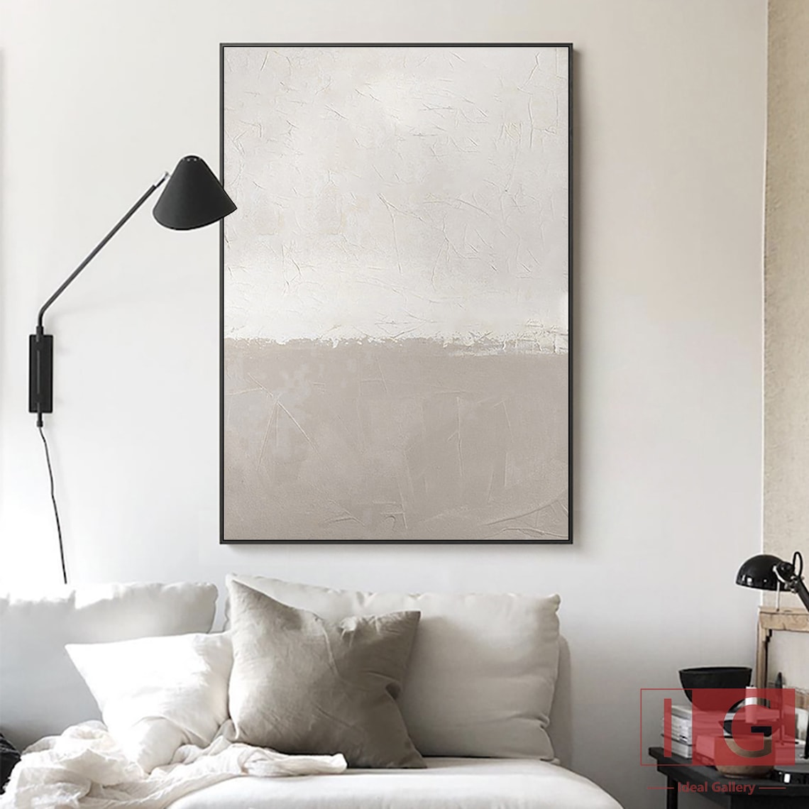 Beige wall art Beige Minimalist Painting Beige and White Etsy