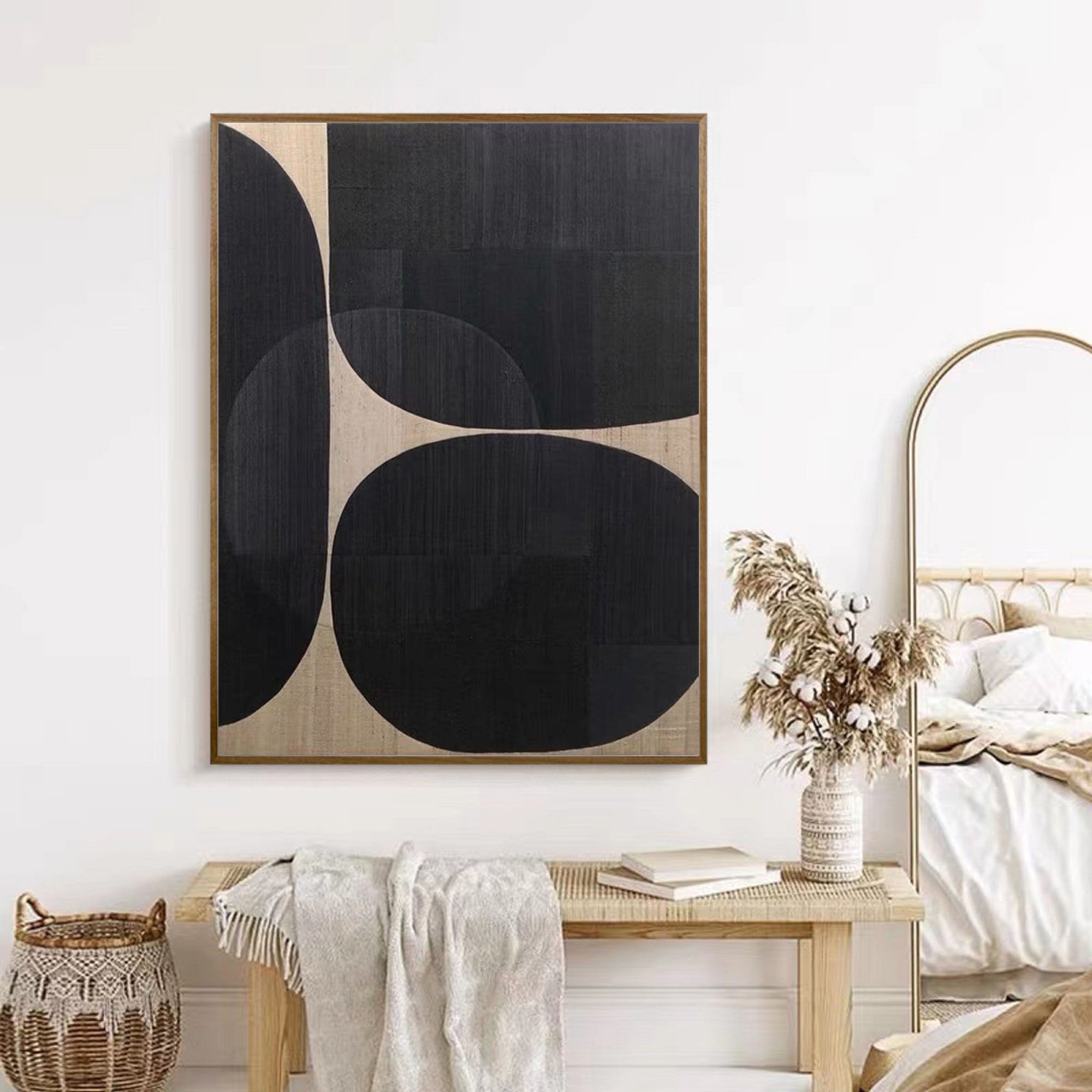 Black Abstract Painting on Canvas, Minimalist Wabi Sabi Wall Art - Etsy