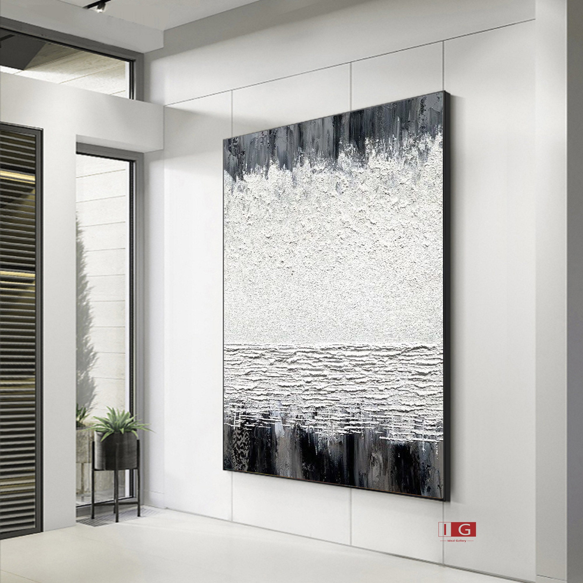 Black and white wall art Black framed abstract art white 3d Etsy
