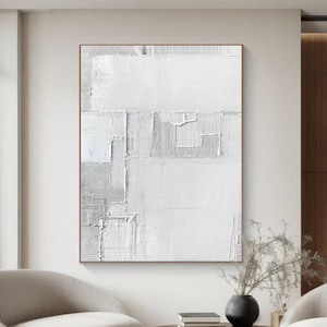 Grey Textured wall art grey wall decor grey abstract art Grey and White Minimalist Painting grey wall art grey and white wall art