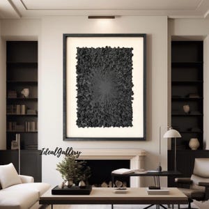 Black 3D Textured Wood Wall Art: Sculptured Painting