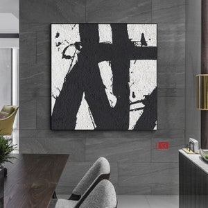 Black and White Abstract Painting Black and White Wall Art - Etsy