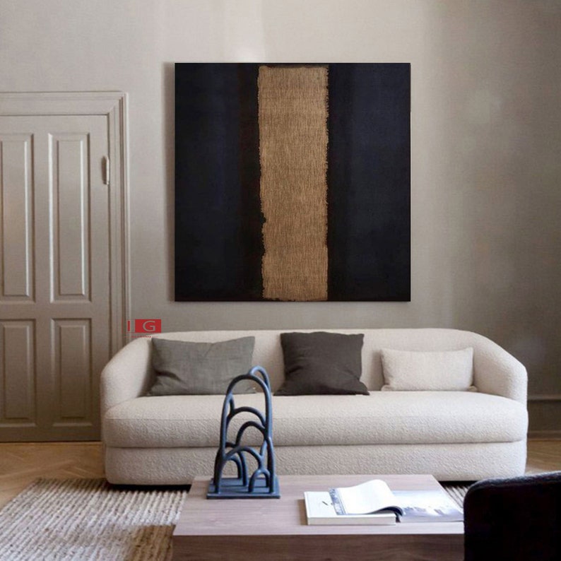 Black Abstract Wall Art Black Wall Decor Black and Brown Etsy