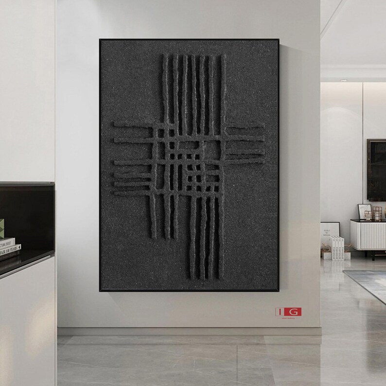 Black Wall Art Black Wall Decor Black Abstract Art Black 3D Etsy