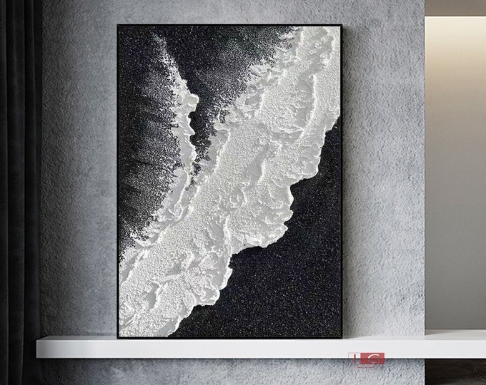 Large Black 3D Textured Abstract Painting, Minimalist Wall Art - Etsy ...