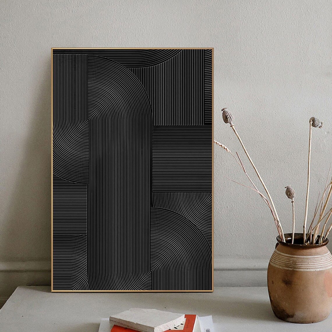 Black Wall Art Black Wall Decor Black Abstract Art Black 3D - Etsy