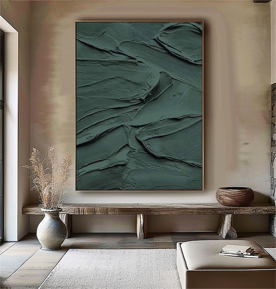 Large Green Wall Decor Large Green Wall Art Large Green Textured Wall Art Green Minimalist Art Modern Abstract Art Green Textured Art