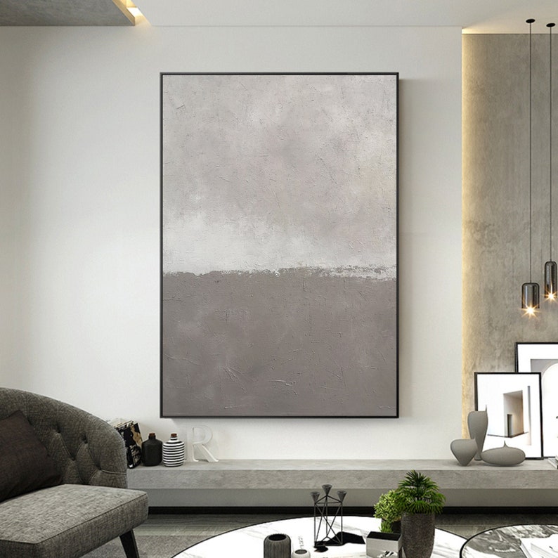 Gray Abstract Art Grey Minimalist Painting Gray and White Etsy
