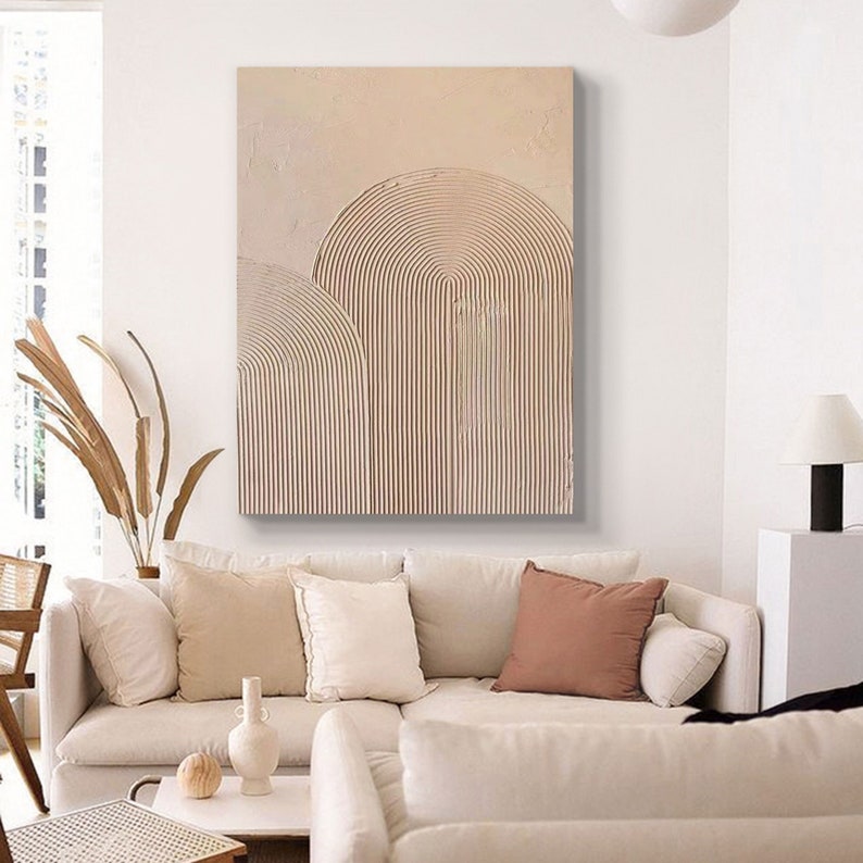 Beige Arch Wall Art Beige Painting Beige Textured Wall Art Etsy