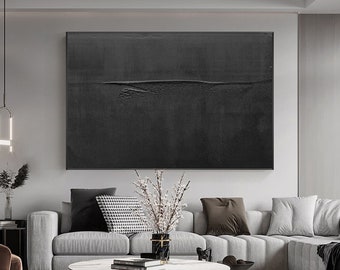 Large Black Abstract Painting Black 3D Abstract Painting Black 3D Textured Painting Black 3D Minimalist Painting Black abstract wall art