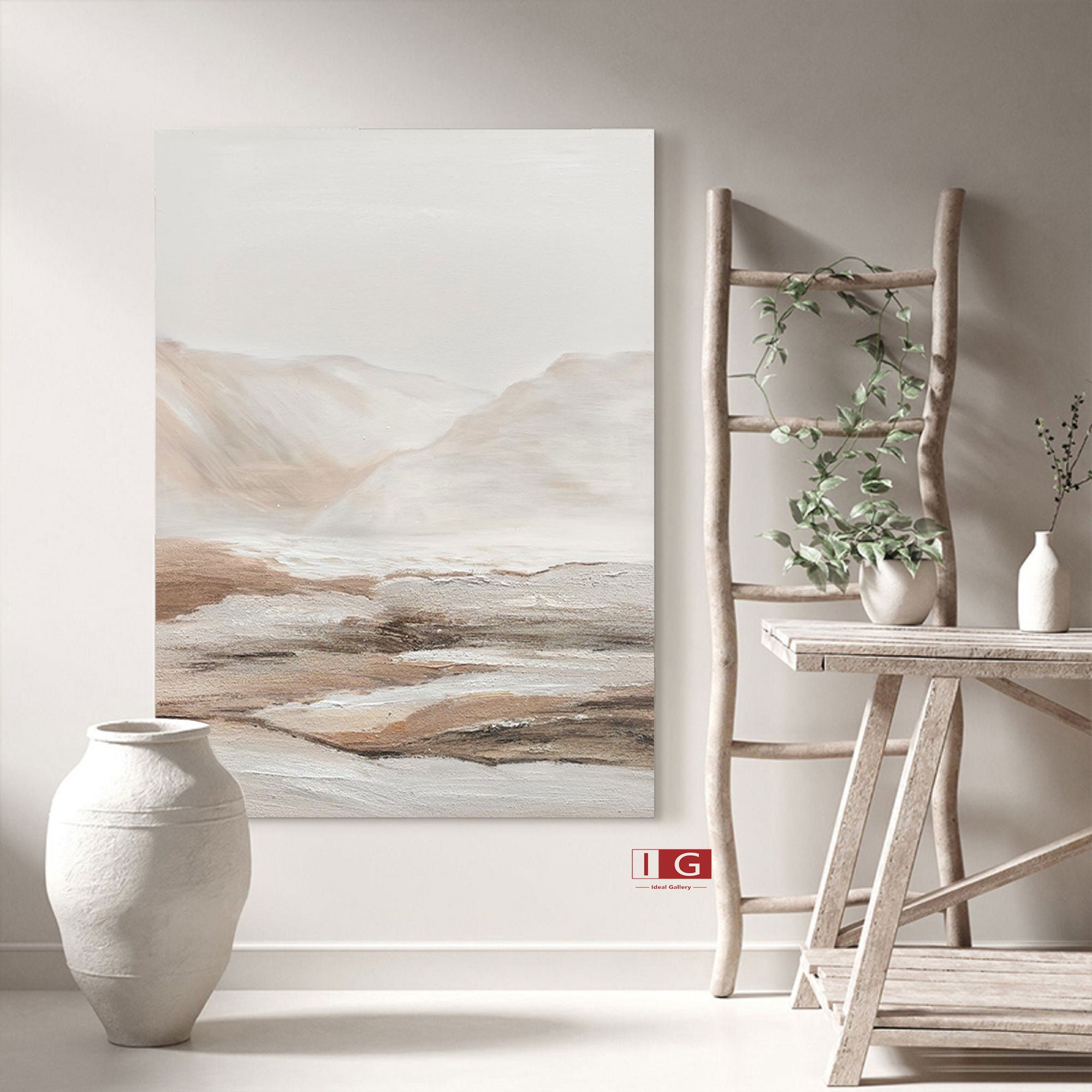 Beige Abstract art Beige and white wall Decor Beige canvas Etsy