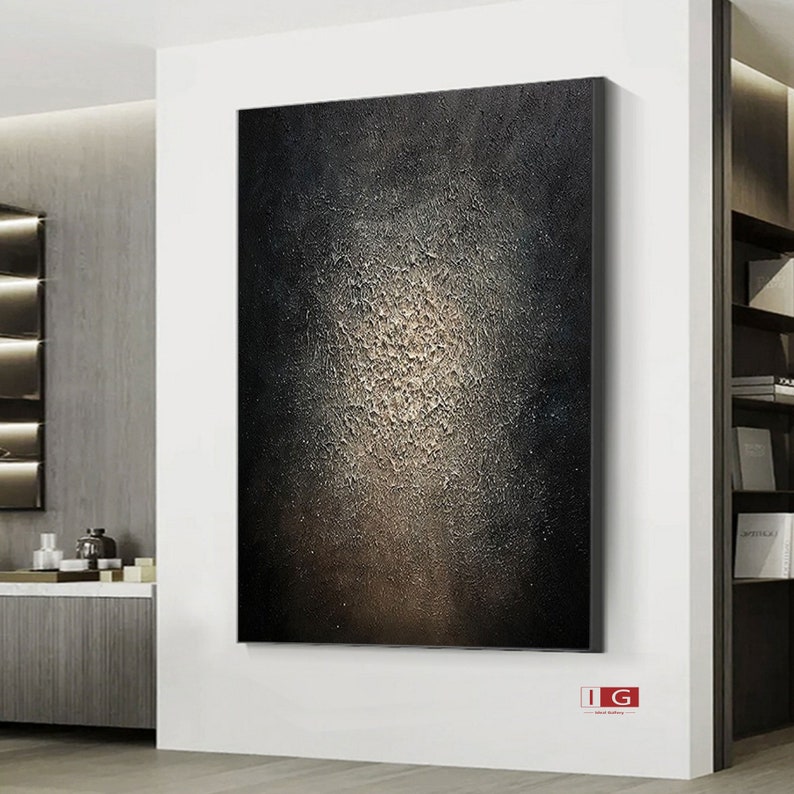 Black and Gold Abstract Art Large Black Abstract Painting Etsy