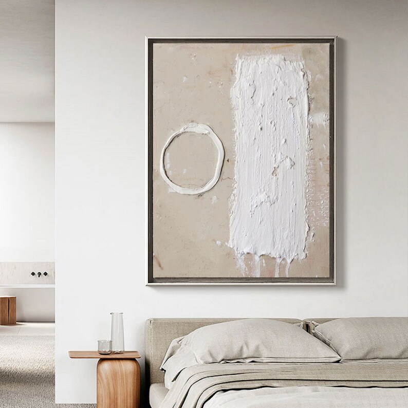 Beige Wall Art Beige and White Wall Decor Large White Abstract Etsy