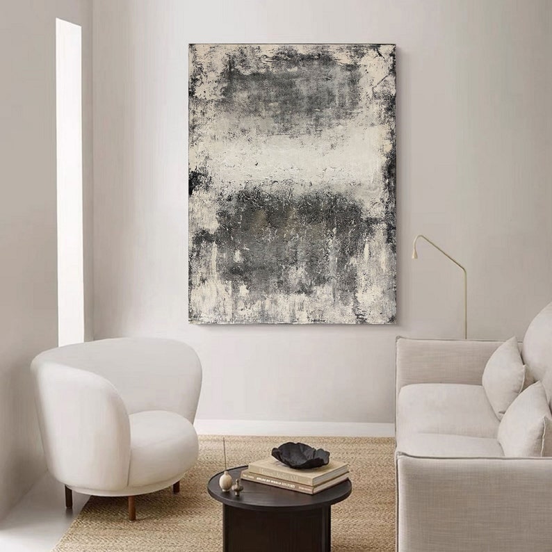 Black Abstract Painting Black and Grey Abstract Wall Art Black Etsy