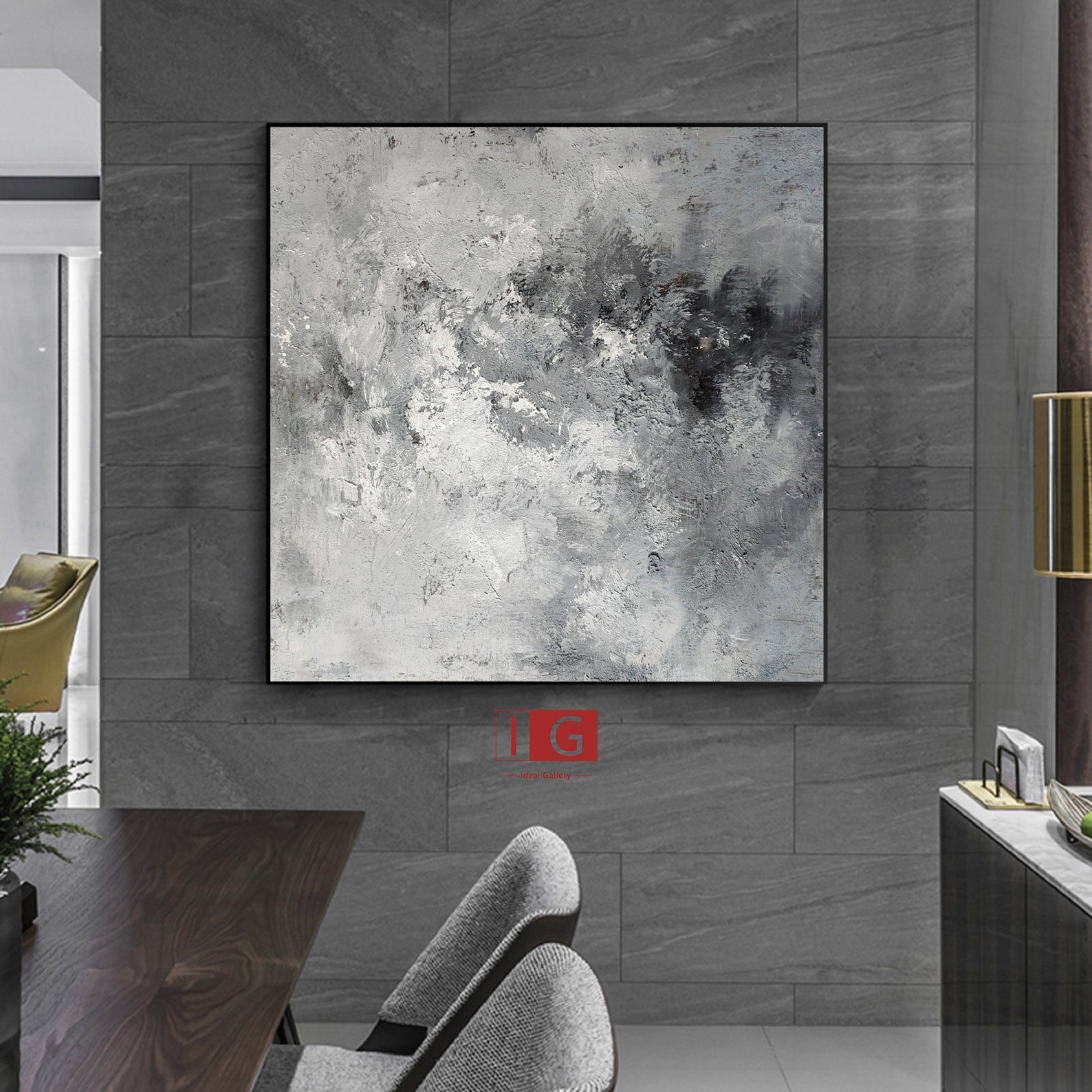 Large Grey Abstract Painting Gray Abstract Wall Art Gray Etsy