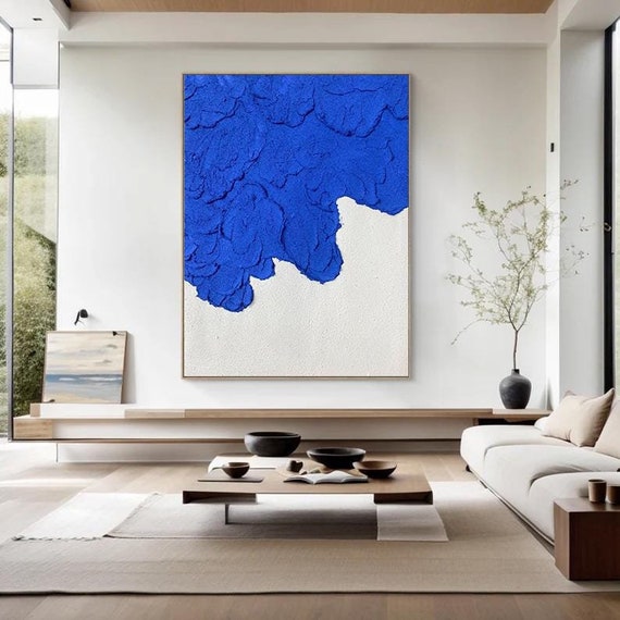 Blue Plaster Art Large Blue Abstract Painting Blue Canvas Wall Art Light Blue Textured Wall Art Blue 3D Textured Art Klein Blue Wall Art Etsy