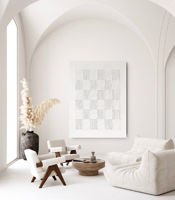 Arte Della Parete Bianca Con Texture Di Grandi Dimensioni Pittura In Gesso  Bianco Pittura In Gesso Su Tela Pittura Minimalista Bianca Pittura Astratta  Bianca Parete 3D Bianca -  Italia