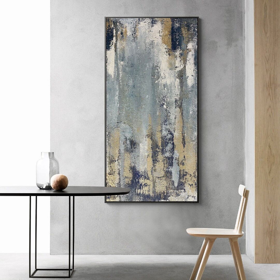 Large Blue Wall Art Blue Abstract Painting Contemporary Minimalist Wall Art Modern Abstract Art