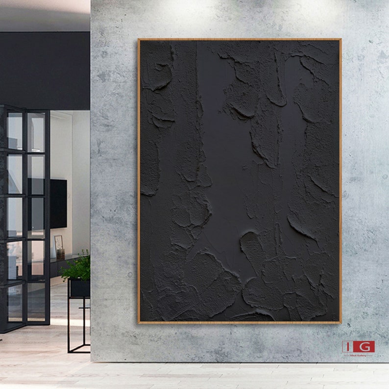 Black Wall Art Black Wall Decor Black Abstract Art Black 3D Etsy