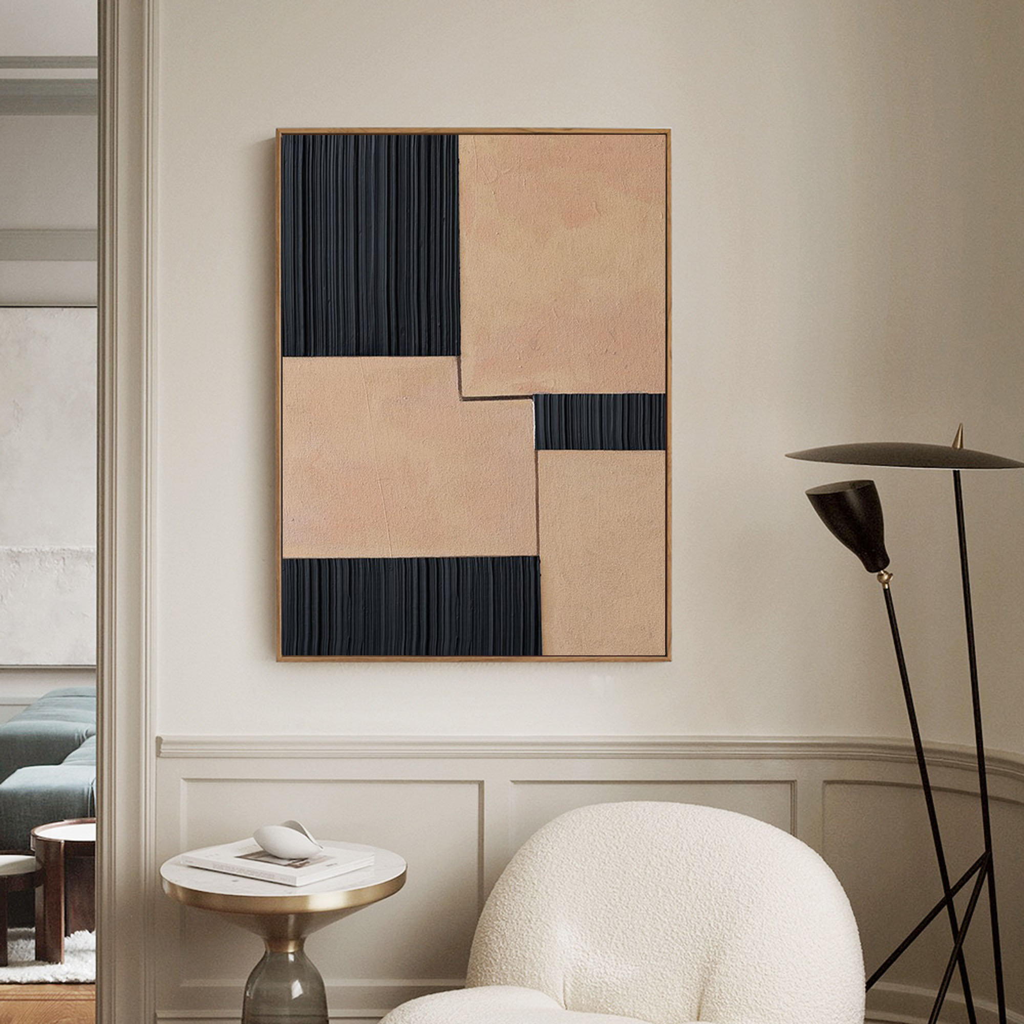 Original Beige and Black Wall Art Black and Beige Abstract Art - Etsy