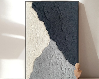 青い抽象画、ネイビーブルーの絵画、ダークブルーの抽象画、青い