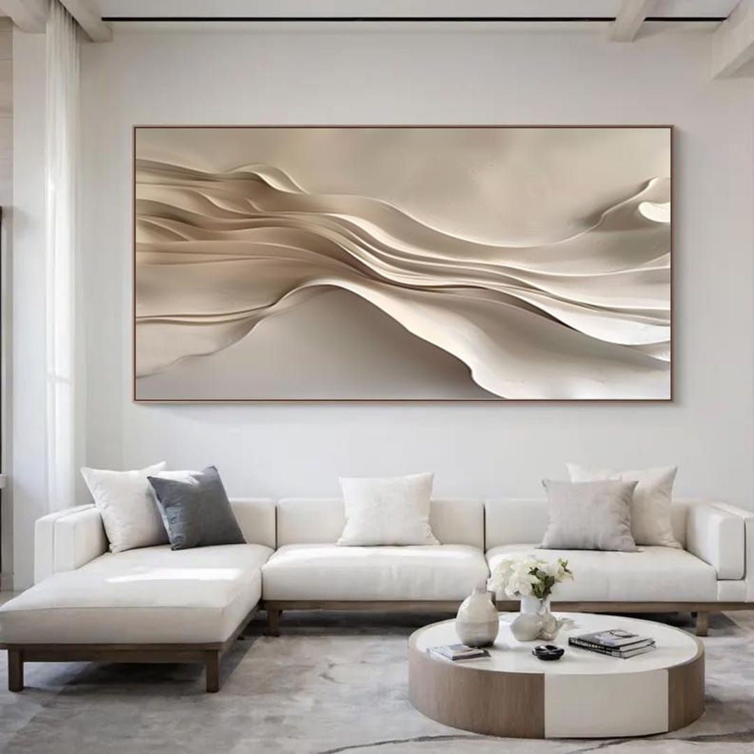 3D Abstract Wood Wall Sculpture, Large Minimalist Relief Carving