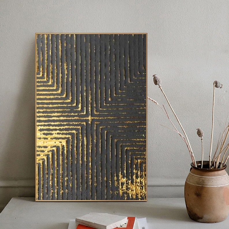 Black Abstract Painting Gold Abstract Painting Black and Gold Etsy