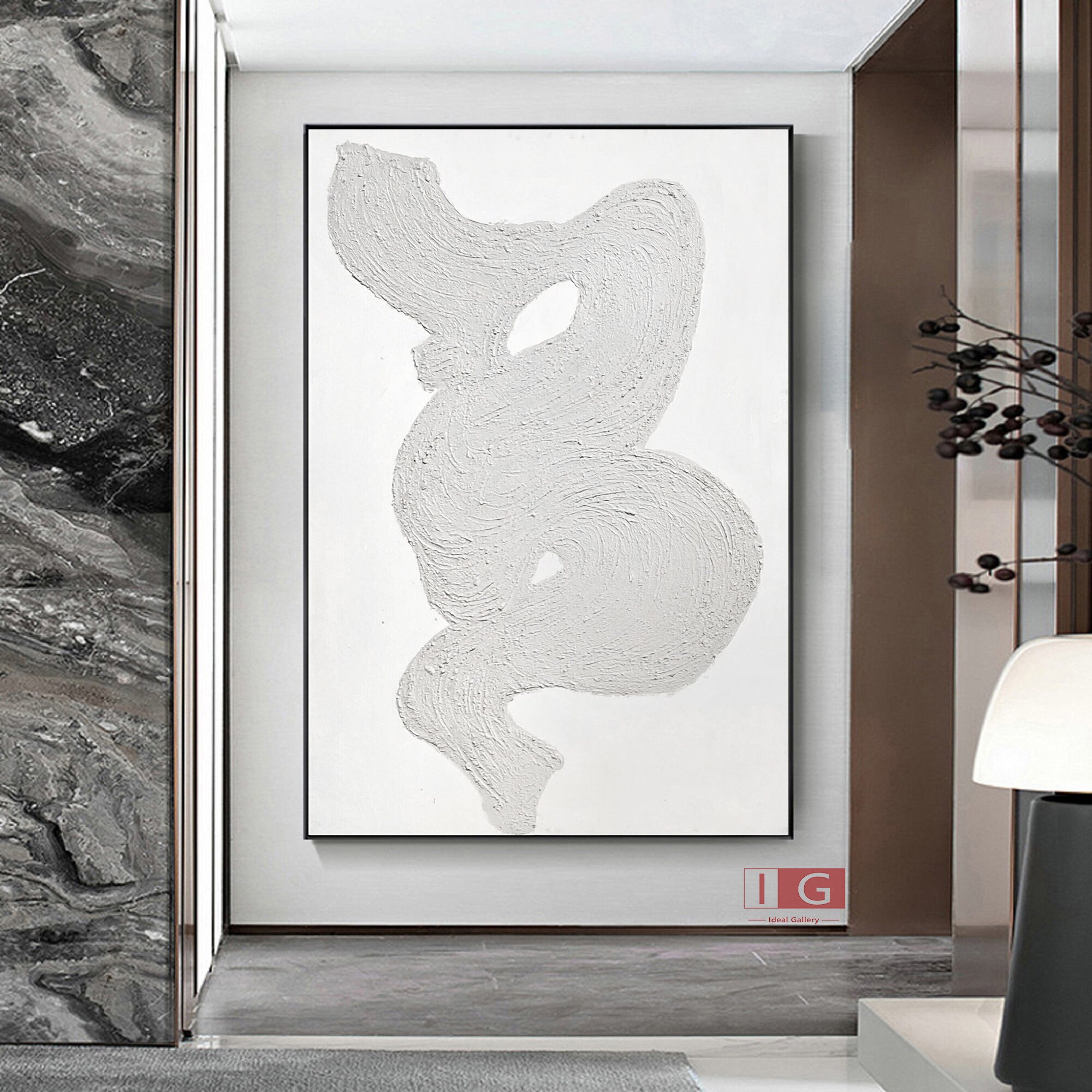 Large White Abstract Painting White Textured Painting Living Etsy