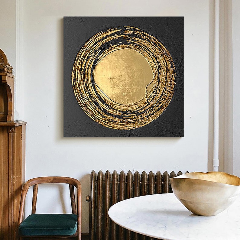 Original Black and Gold Abstract Painting, Textured Wall Art - Etsy