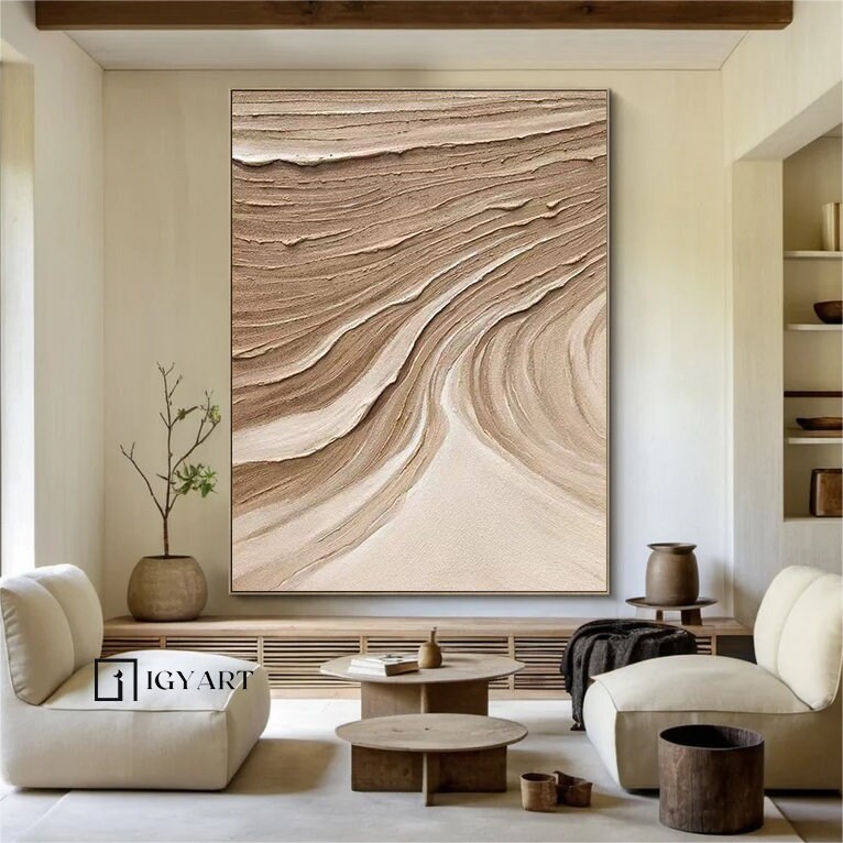 Large Brown Minimalist Wall Art Brown Textured Wall Art