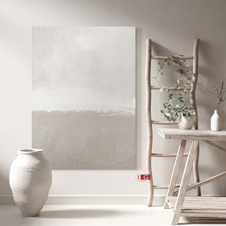 Beige Wall Art Beige Minimalist Painting Beige and White Etsy