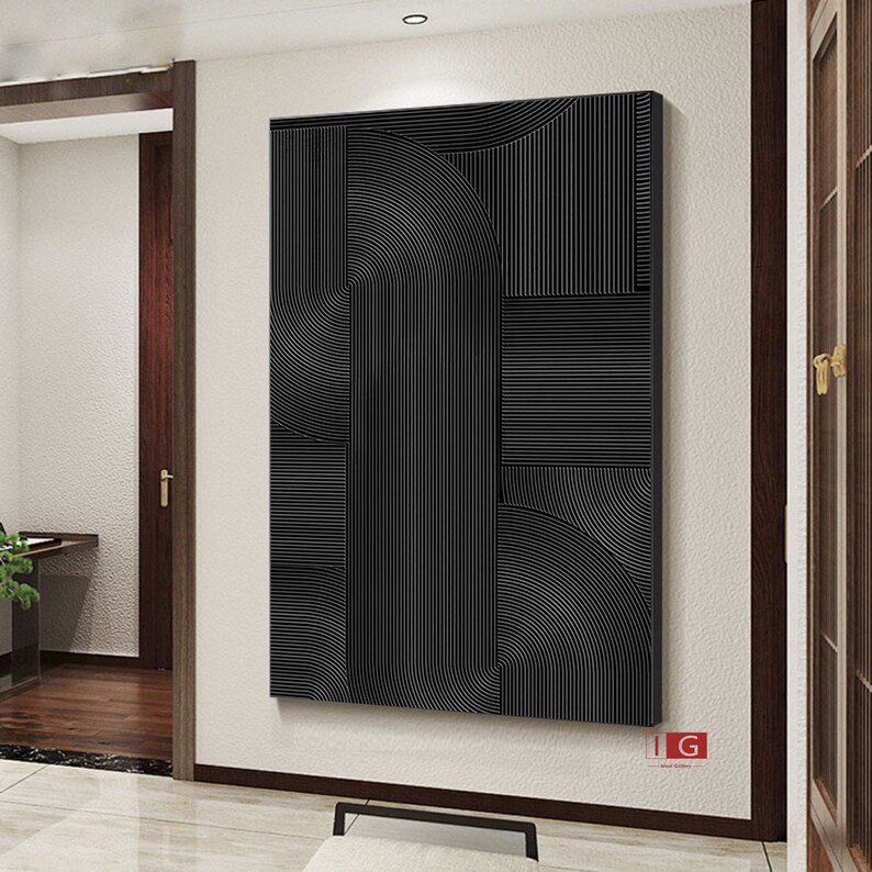 Black Wall Art Black Wall Decor Black Abstract Art Black 3D - Etsy