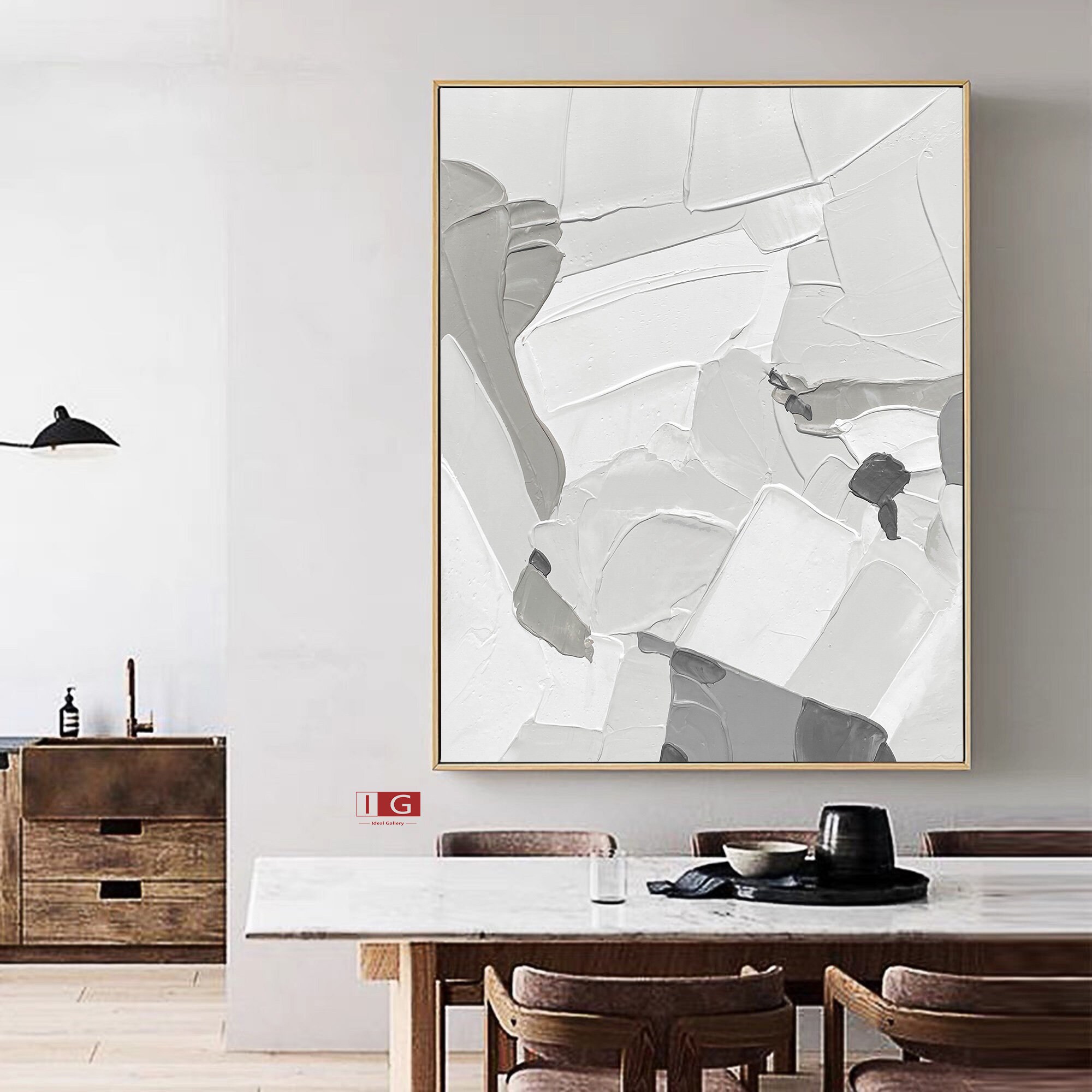 Grey wall art Grey and White Minimalist Painting Grey Textured Etsy