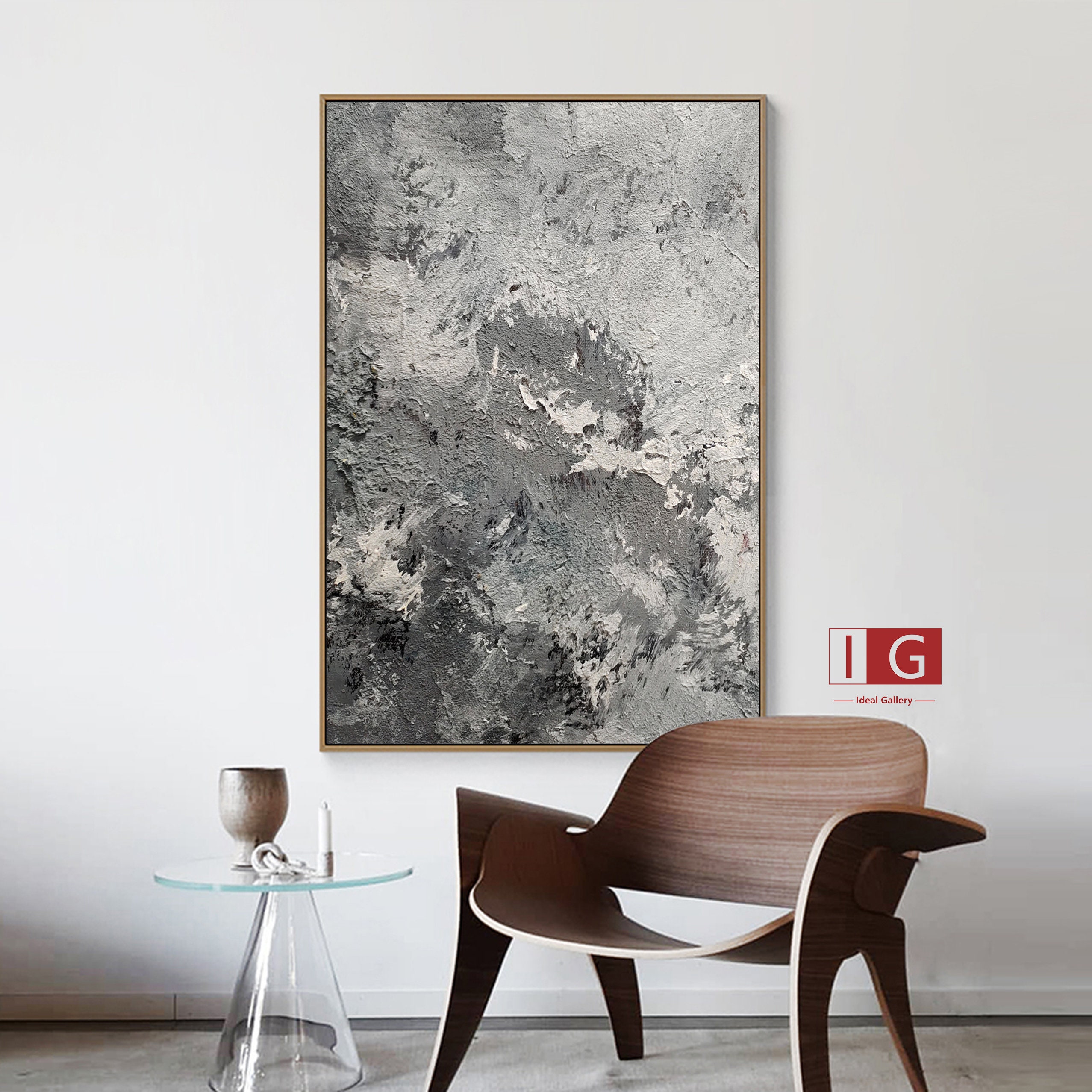 Gray Abstract Painting On Canvas Large grey Abstract Painting Etsy