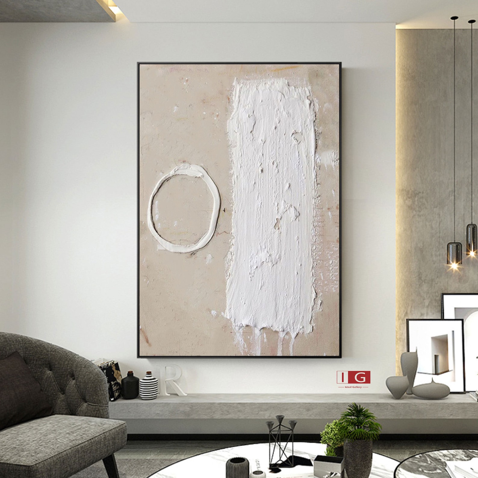 Beige Wall Art Beige and White Wall Decor Large White Abstract Etsy