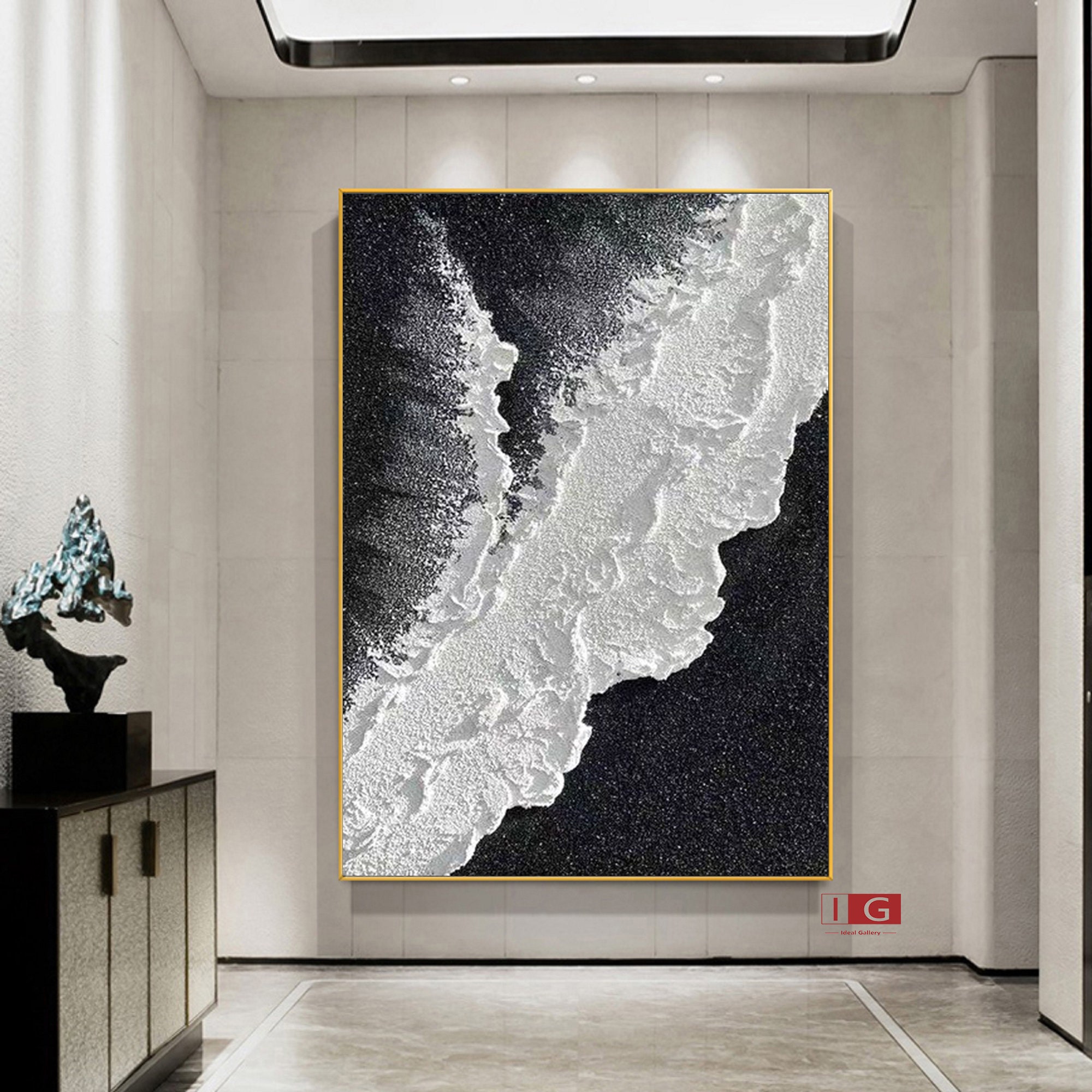 Black Textured Wall Art Black and White Abstract Art Black and Etsy