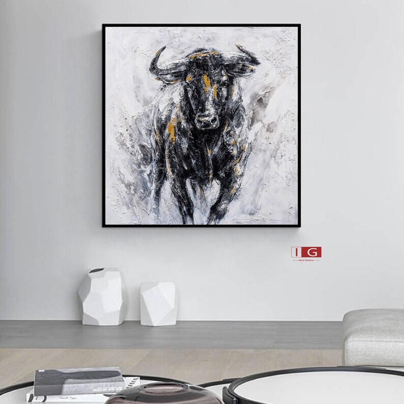 Bull Painting Bull Wall Decor Highland Cow Painting Bull Etsy
