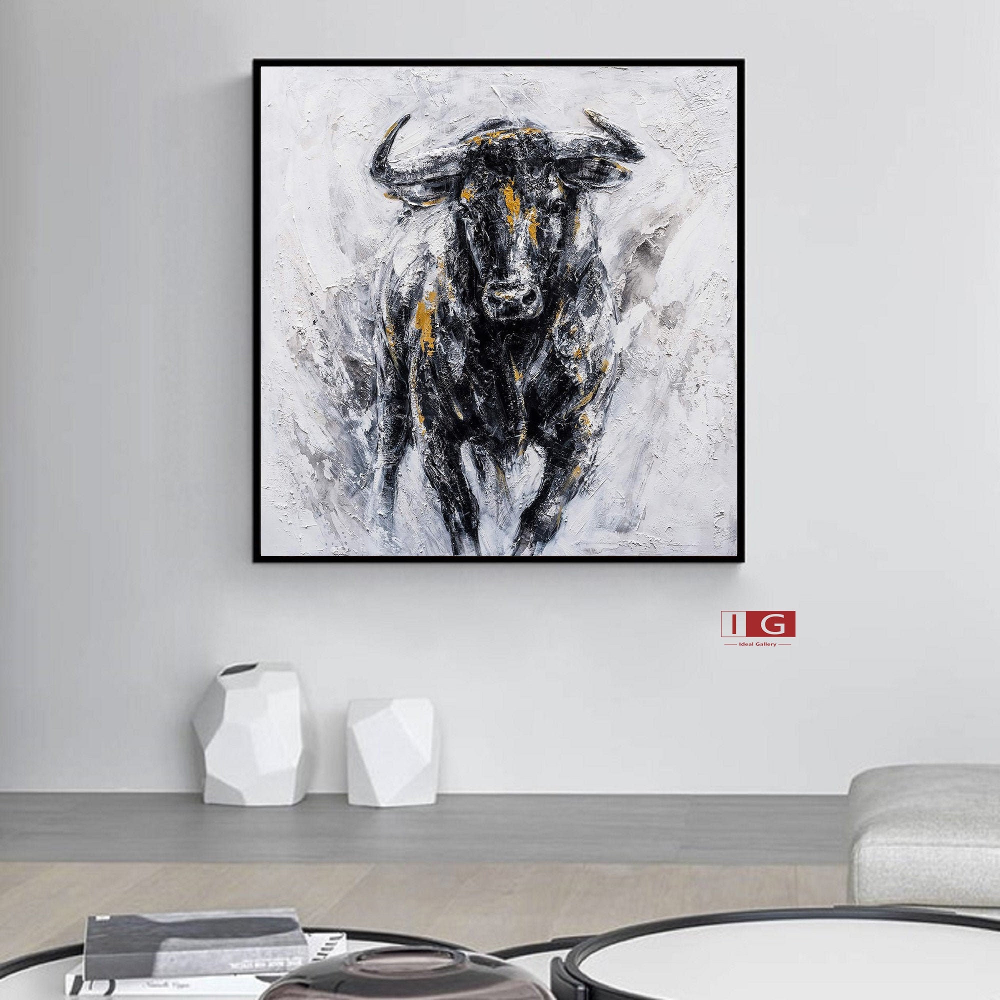 Bull Painting Bull Wall Decor Highland Cow Painting Bull photo