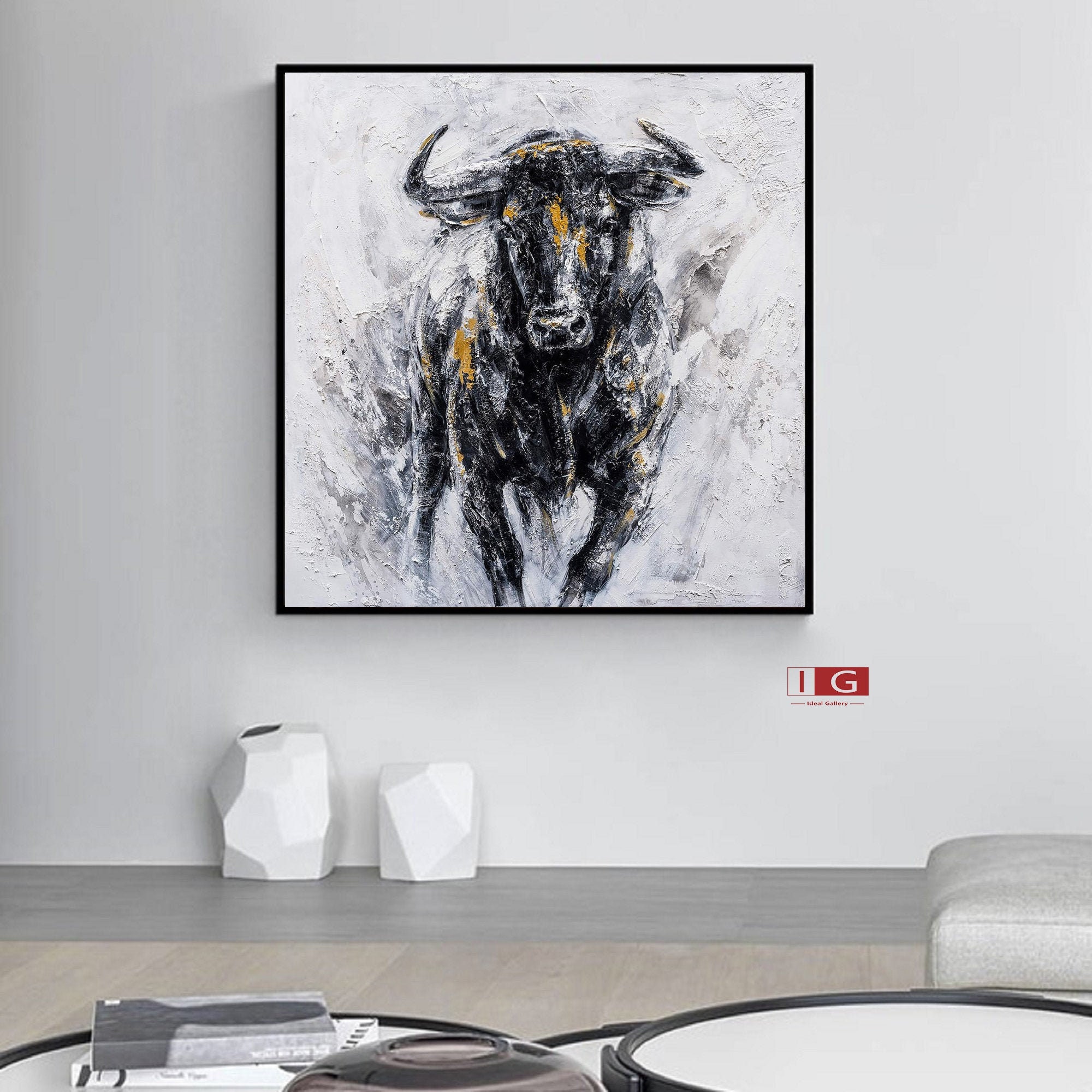Bull Painting Bull Wall Decor Highland Cow Painting Bull Etsy UK
