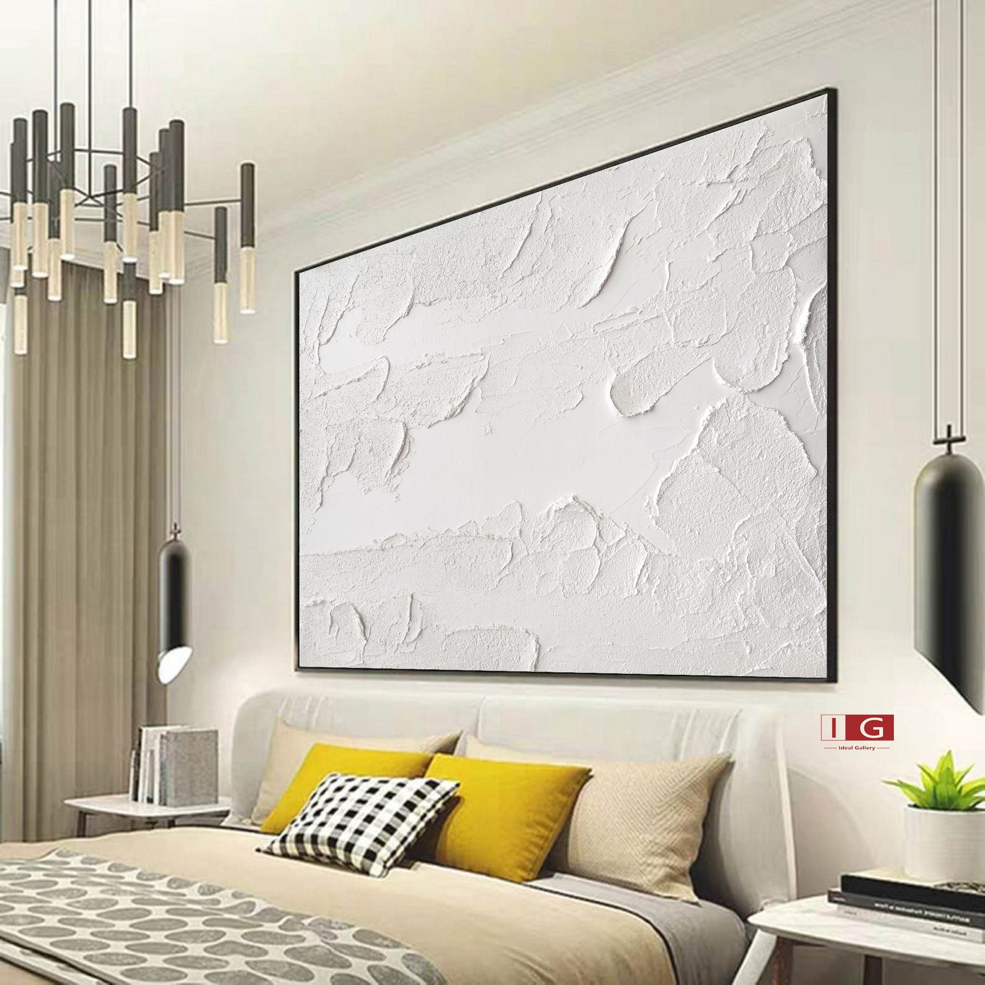 White textured wall art white abstract painting white wall art Etsy